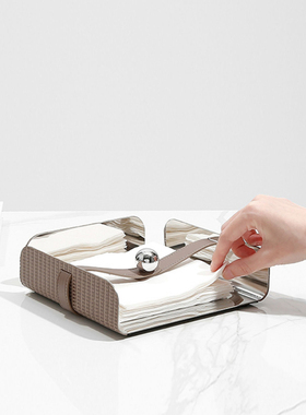 现代轻奢方形皮革定点纸巾架摆件家居客厅餐桌收纳抽纸盒创意饰品