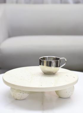 欧式轻奢几何仿洞石圆形装饰摆件