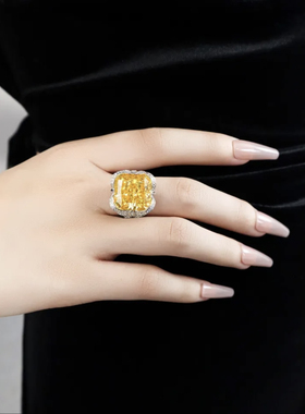 【泼天的富贵】雷迪恩黄色大方糖戒指吊坠s925银