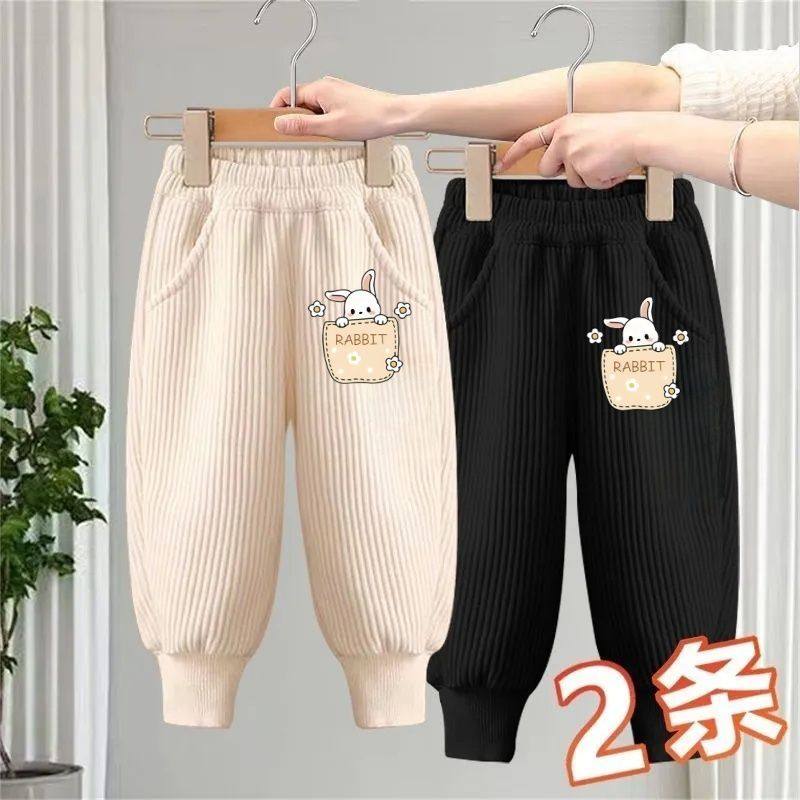 口袋兔女童秋冬款加绒加厚灯芯绒长裤新款儿童保暖运动裤洋气裤子,淘宝优惠券,粉丝福利购,淘宝优惠卷