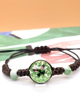 清新永生花蝴蝶手链手工编织