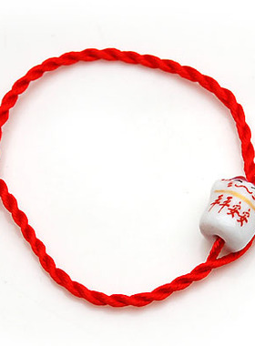 招财猫祝福语生肖男女红绳手链