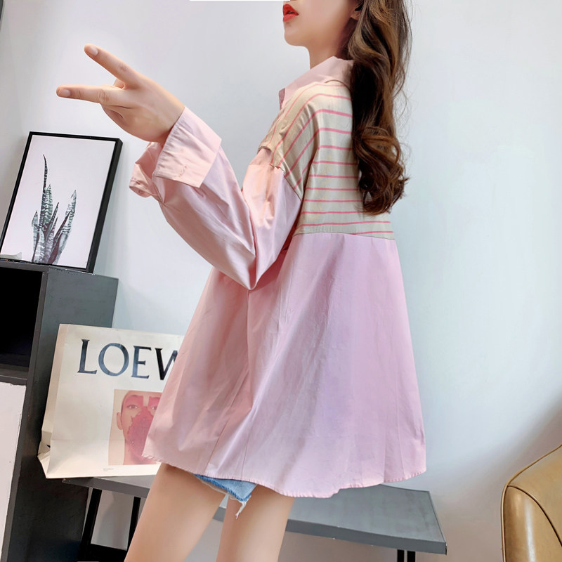 慵懒风披肩假两件女2020新款衬衫 卡卡小镇衬衫