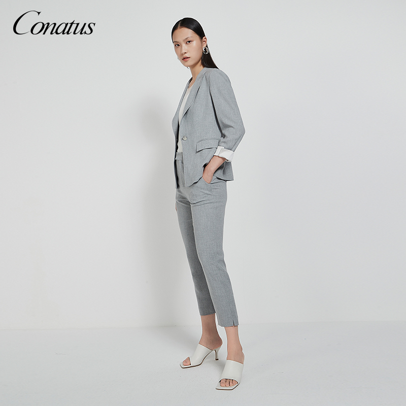 CONATUS/珂尼蒂思热销春季新款西装外套设计感女气质薄款休闲洋气-图0