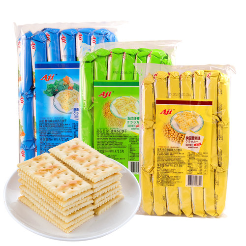 aji苏打饼干酵母减盐1.4kg整箱组合批发咸味梳打代早餐零食品小吃 - 图0