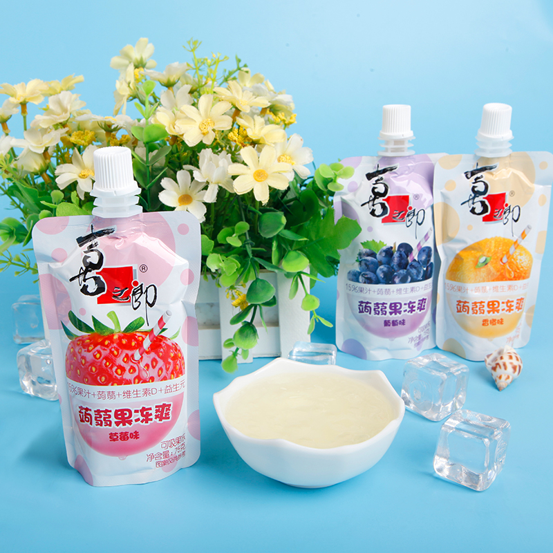 吃货妞妞食品喜之郎蒟蒻吸吸果冻爽75g*32袋果汁儿童零食品