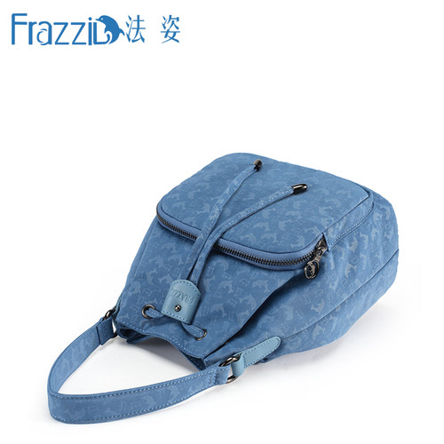 Frazzil/法姿小斜挎包女新品韩版休闲帆布手提包时尚抽带水桶包潮 - 图1
