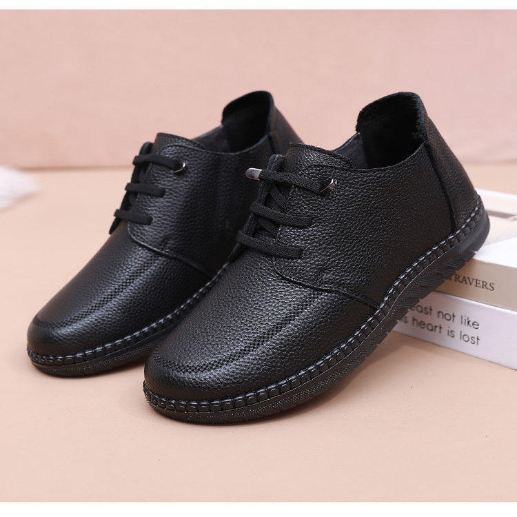 妈妈棉鞋真皮低跟中年女鞋平底2025冬款老人休闲皮鞋加绒软底防滑,淘宝优惠券,粉丝福利购,淘宝优惠卷