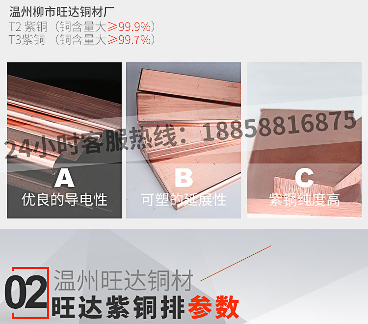 T2紫铜排扁条汇流接地铜排T3镀锡红紫铜块板定做加工定制打孔折弯 - 图1