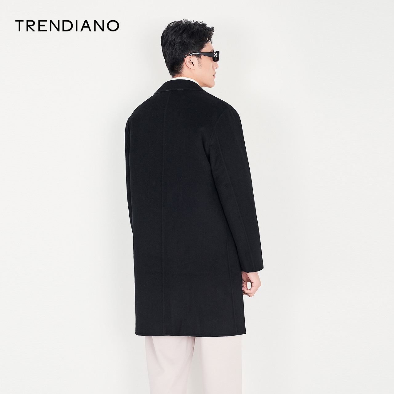 TRENDIANO官方男装秋冬季新款中长款毛呢大衣外套男士潮牌