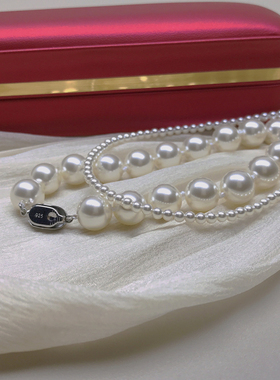 澳白色珍珠项链锁骨强光无暇高亮