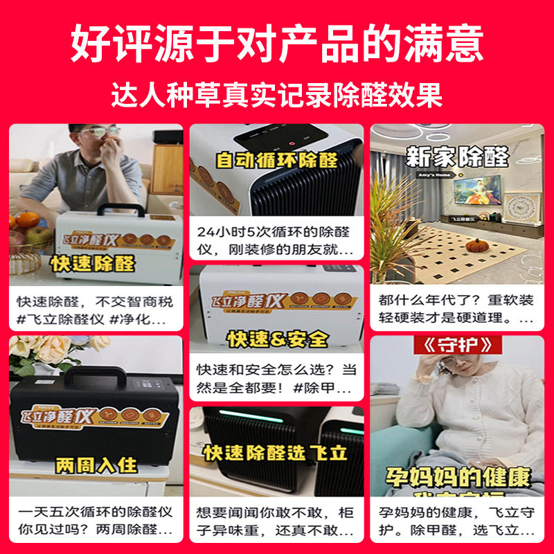 飞立除醛仪空气净化器新房装修家用办公室除臭杀菌臭氧除甲醛T8