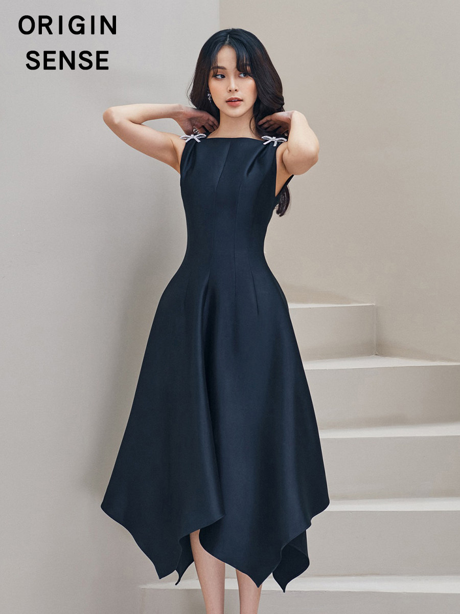 知觉之门藏蓝色礼服裙女晚礼服连衣裙小礼服出席重要场合的裙子