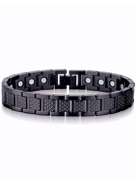 海外欧美情侣时尚钛钢大鳄手链男女磁石可拆卸手环个性百搭可调节