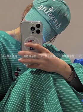 韩国水洗字母刺绣遮阳绿色棒球帽2025新款ins博主款情侣鸭舌帽女