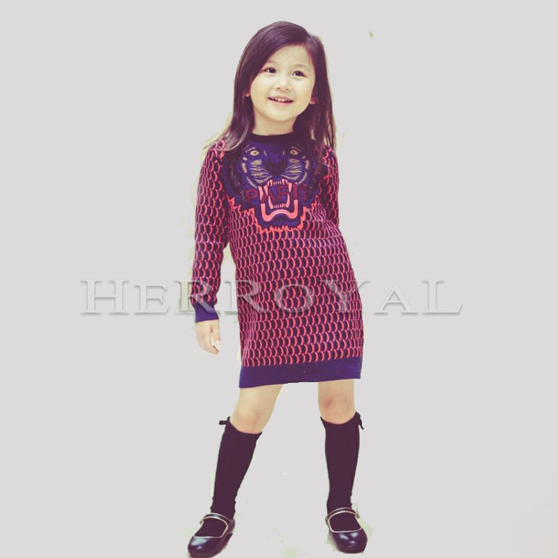 HERROYAL女童裙潮爆秋冬刺绣连衣裙宝宝毛衣裙中大童亲子裙洋气,淘宝优惠券,粉丝福利购,淘宝优惠卷