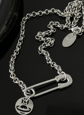 西太后S925纯银别针吊坠项链