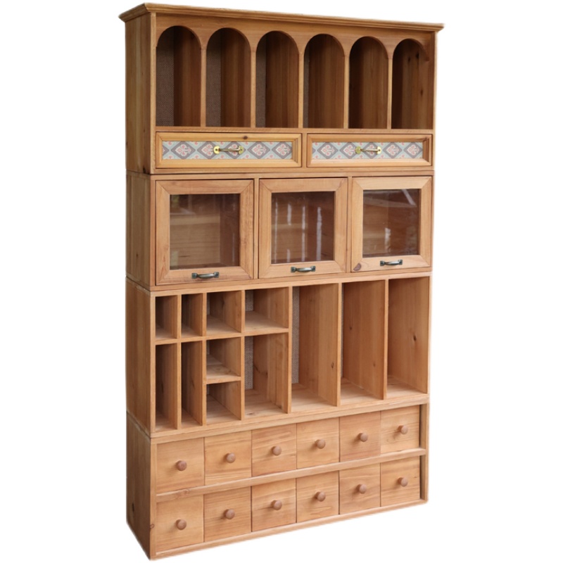 叁杉复古桌面收纳盒抽屉式木质置物柜手账文具画笔书桌整理置物架,淘宝优惠券,粉丝福利购,淘宝优惠卷