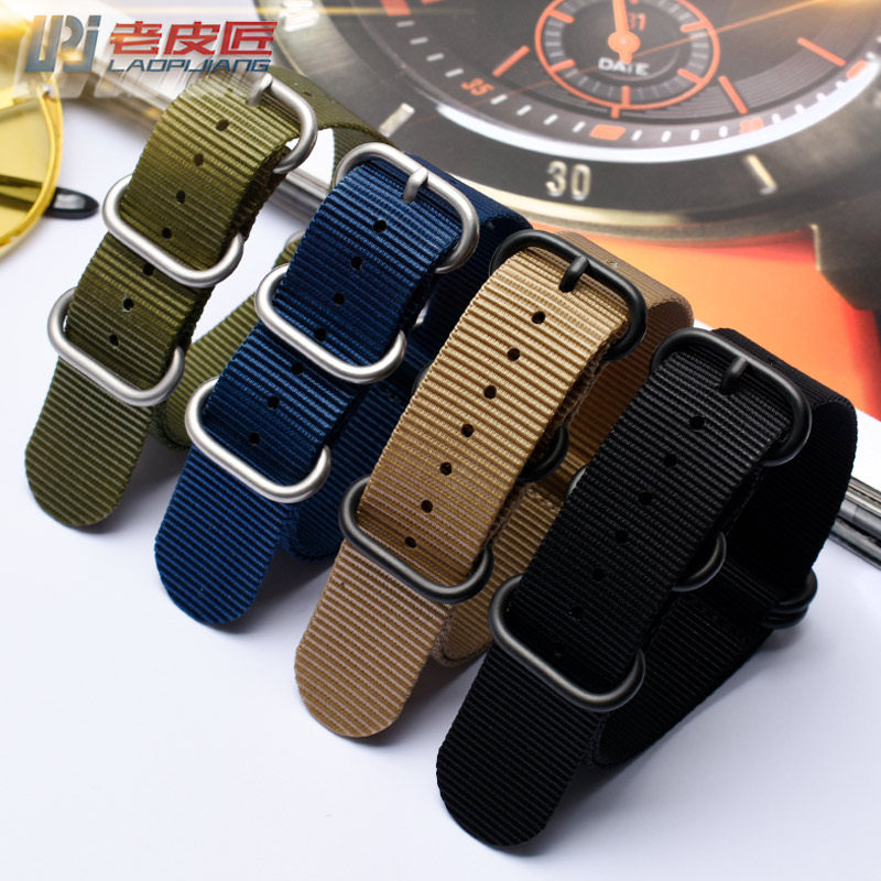 防水尼龙帆布精工水鬼一体式手表带 老皮匠手表配件