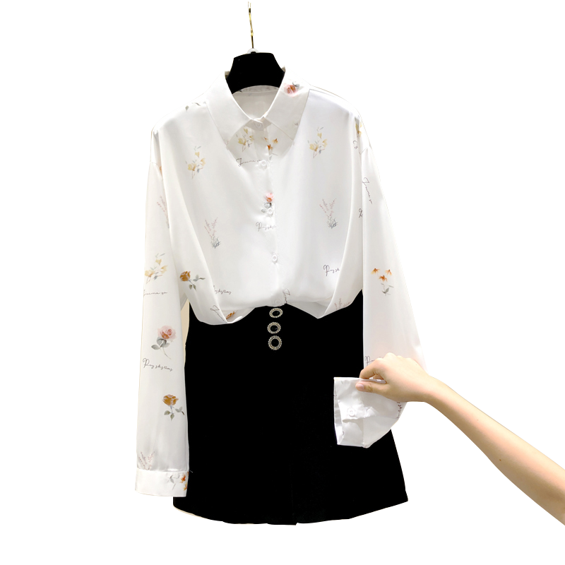 白衬衫女秋装2020新款设计感小众 古迪鲨衬衫