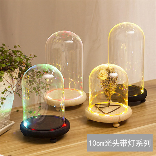 永生花玻璃罩展示盒diy积木手办盲盒客厅摆件干花防尘罩装饰品 - 图0
