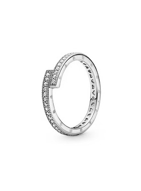 潘家S92纯银闪耀错圈水滴素圈戒指徽标桃心交错三环戒指戒指对戒