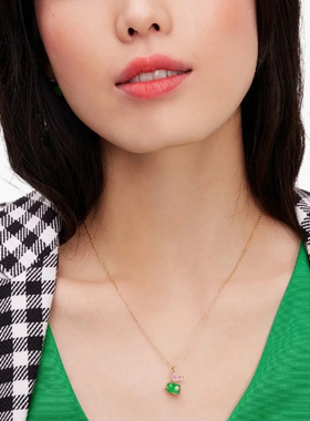 高品质出口欧美原单绿色桃心高尔夫旗项链女百搭首饰品