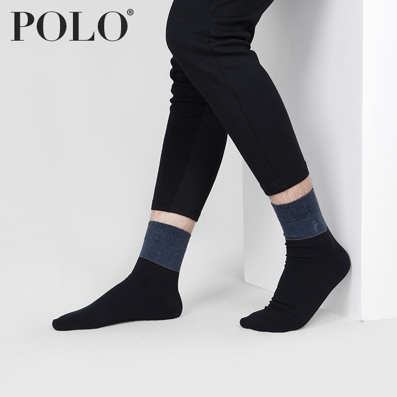 polo男纯色纯棉中厚中筒商务男袜子 polo品棉短袜/打底袜/丝袜/美腿袜