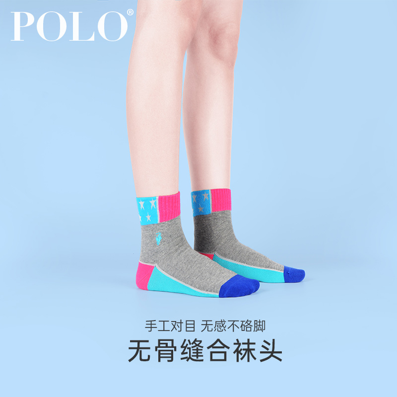 Polo女袜子秋冬季中厚棉袜子女高筒潮袜ins中筒袜秋季女袜四季682 - 图1