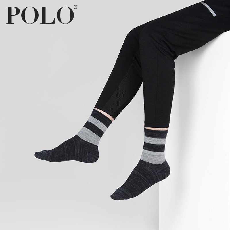 polo潮牌男秋冬季中筒纯色商务袜 polo品棉短袜/打底袜/丝袜/美腿袜