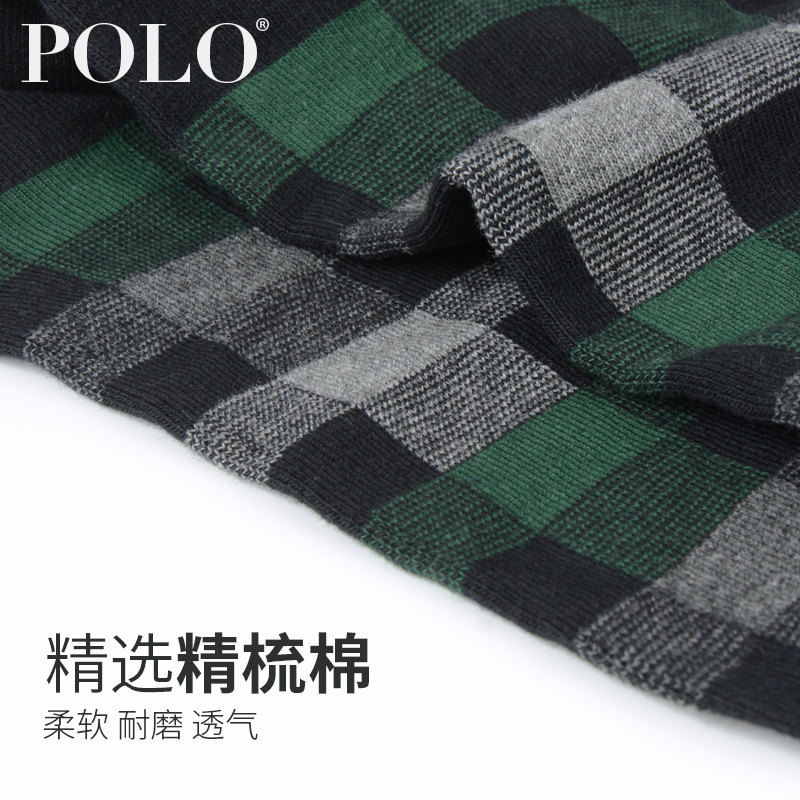 polo男士春季中筒方格中厚范男袜子 polo品棉短袜/打底袜/丝袜/美腿袜