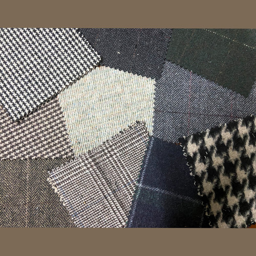 毛呢面料小样合集粗花呢羊毛羊绒千鸟格人字纹格纹提花磨秋冬面料 - 图2