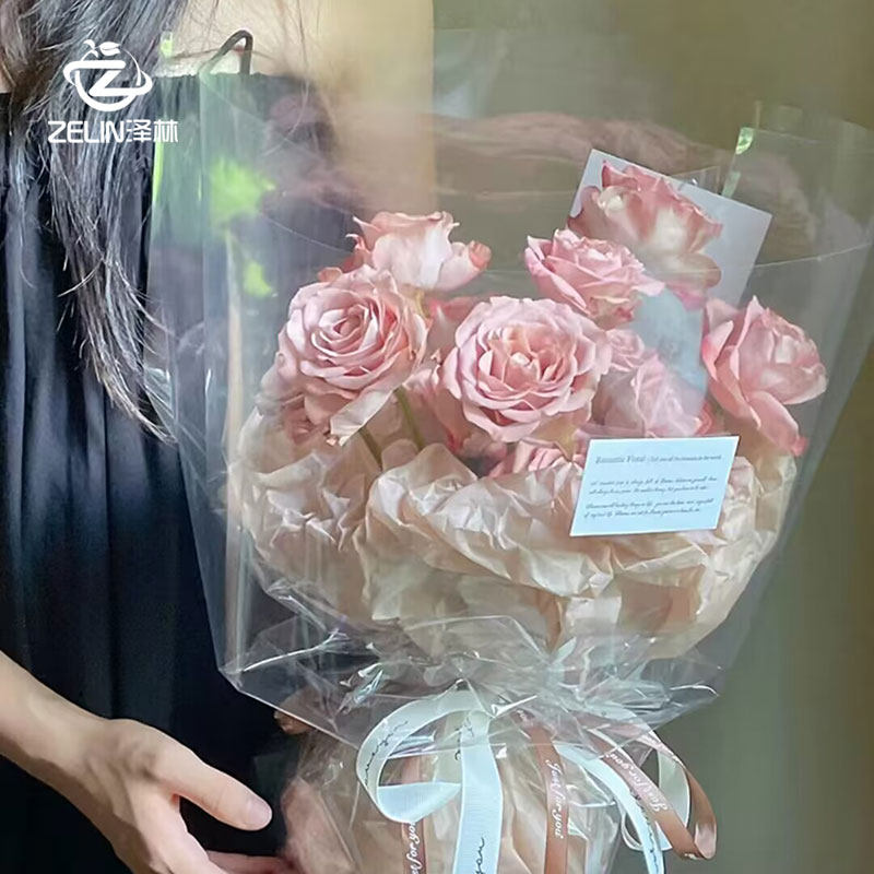 泽林鲜花保水OPP膜花束内衬打底防水包装纸纯透明塑料硬玻璃纸卷,淘宝优惠券,粉丝福利购,淘宝优惠卷