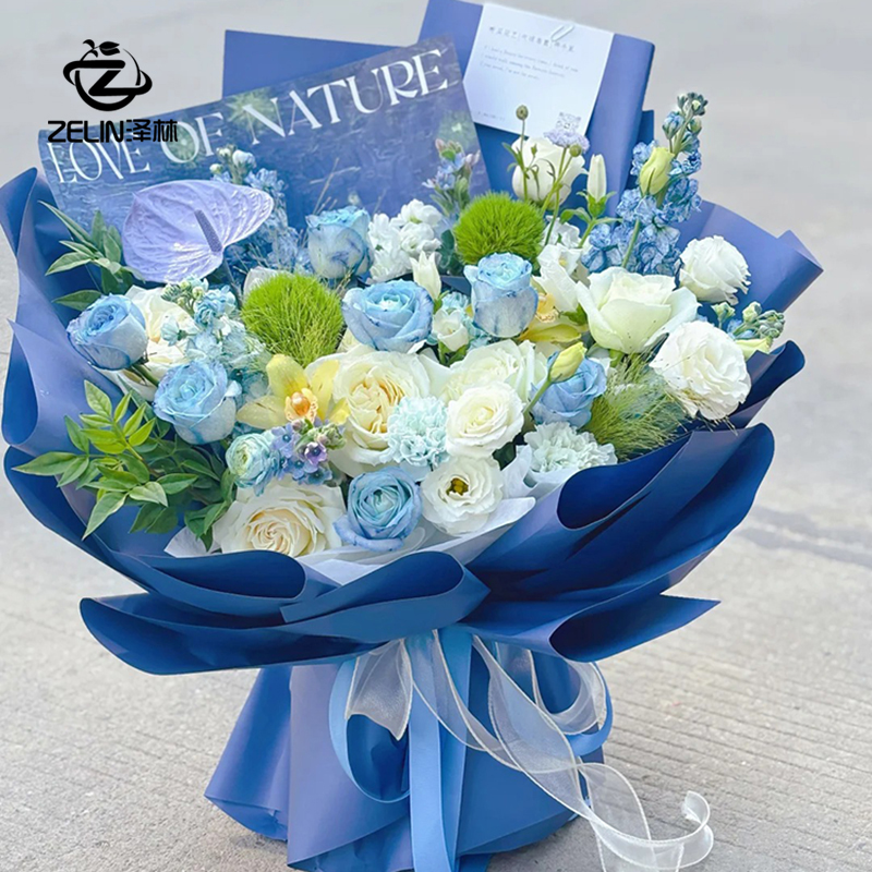 泽林鲜花包装材料韩风初恋纯色纸马卡龙色欧雅纸防水花束包装纸 - 图0