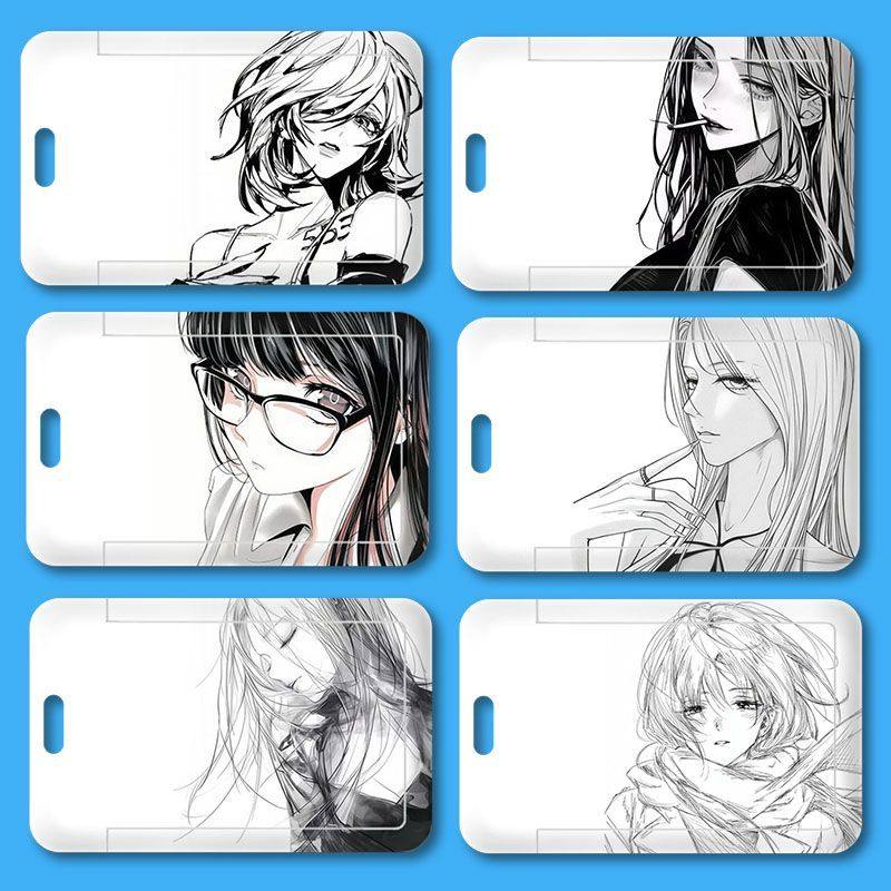 素描线条学生滑盖校园卡卡套门禁公交饭卡地铁门禁卡保护套挂绳,淘宝优惠券,粉丝福利购,淘宝优惠卷