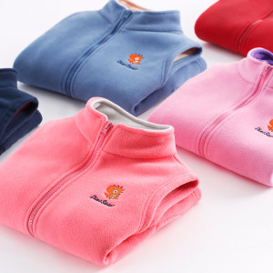 多妙屋儿童马甲男童背心摇粒绒春季新款童装女童开衫小孩坎肩马夹