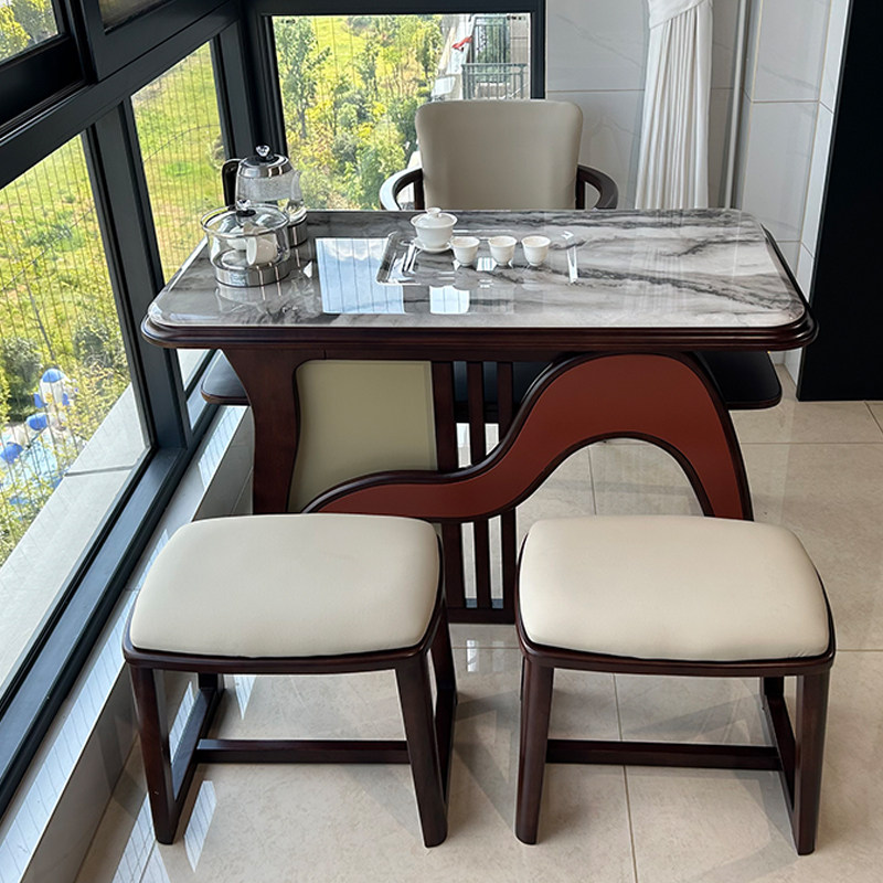 阳台泡茶桌轻奢现代实木茶台超晶石一体简约家用小户型茶桌椅组合,淘宝优惠券,粉丝福利购,淘宝优惠卷