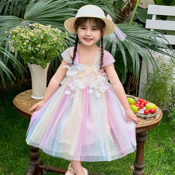 Girls Summer Dresses 2024 Summer New Girls Summer Puffy Skirts Summer Baby Style Princess Skirts