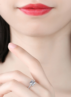 纯银莫桑钻公主方钻戒女小众设计