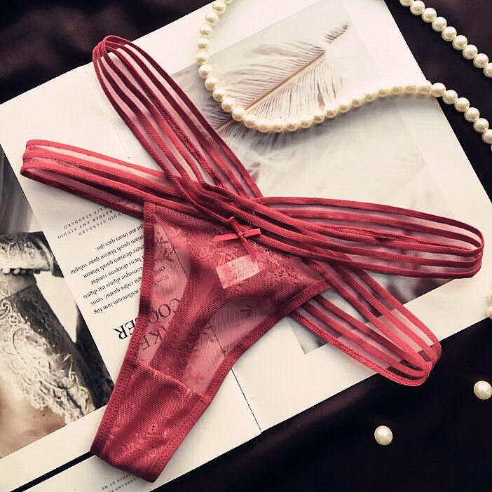 新品性感镂空交叉腰带丁字裤低腰蕾丝内裤女透气网纱短裤T裤女,淘宝优惠券,粉丝福利购,淘宝优惠卷