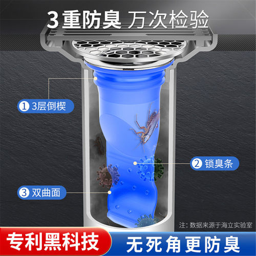 地漏防臭器下水管道防返臭神器堵口器卫生间通用硅胶垫盖防虫内芯 - 图0