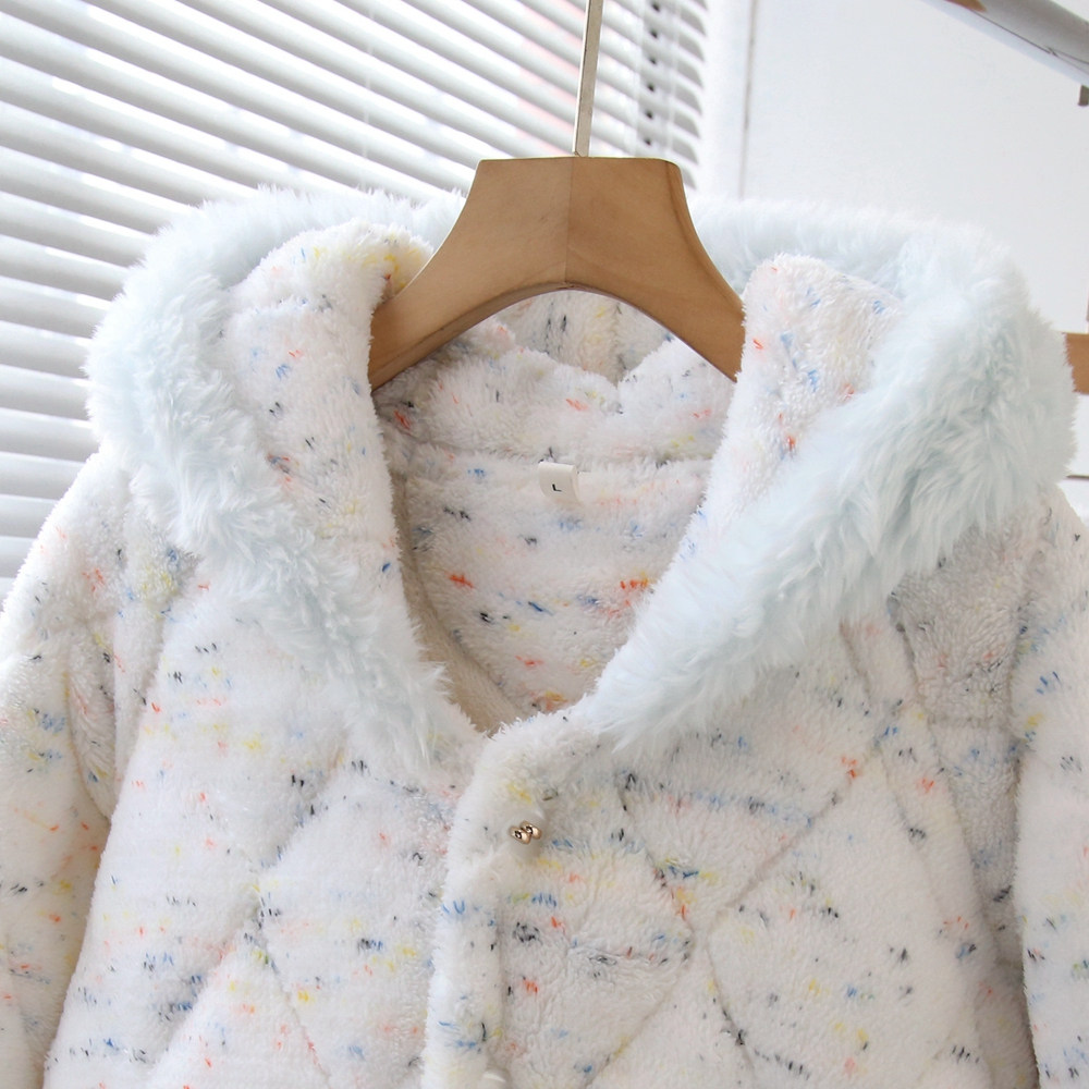 女士加厚夹棉睡袍冬季休闲家居服法兰绒连帽睡衣甜美保暖长款套装,淘宝优惠券,粉丝福利购,淘宝优惠卷