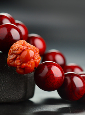 印度小叶紫檀女士寿山石貔貅佛珠