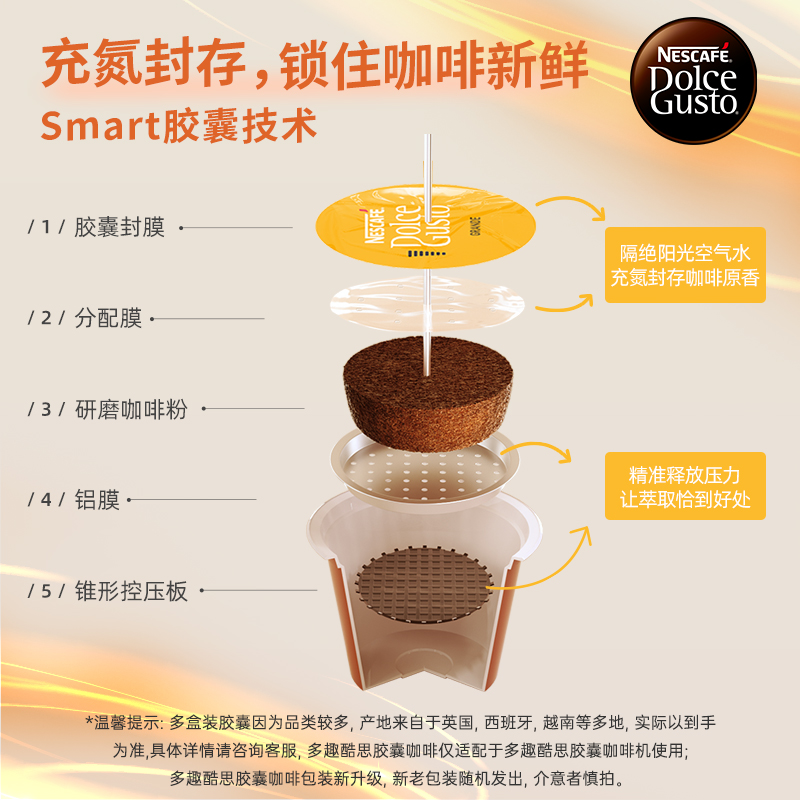 雀巢多趣酷思胶囊咖啡dolce gusto卡布奇诺花咖3盒装48颗