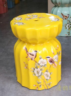 景德镇花鸟多边形中式风换鞋凳