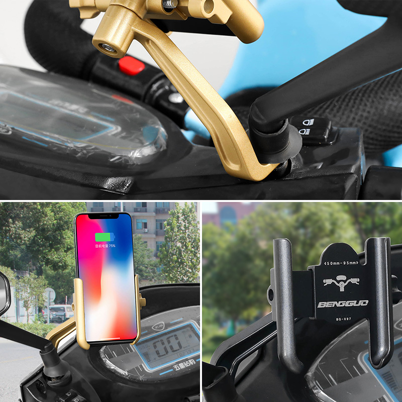 电动车手机架铝合金电瓶车摩托车自行车外卖骑手骑行车载导航支架 - 图2