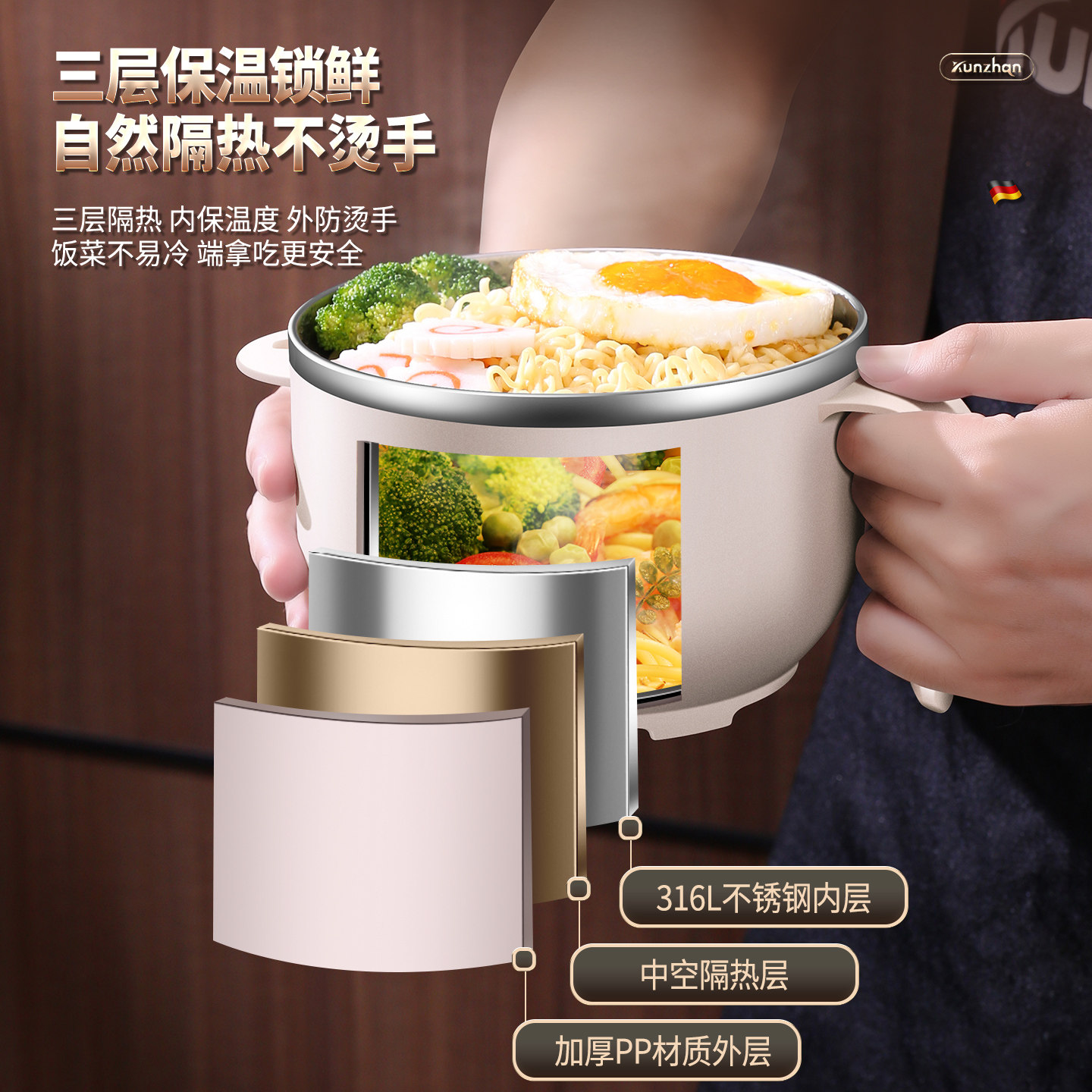 316不锈钢泡面碗宿舍学生带盖家用单个汤饭碗带手柄儿童餐具套装,淘宝优惠券,粉丝福利购,淘宝优惠卷