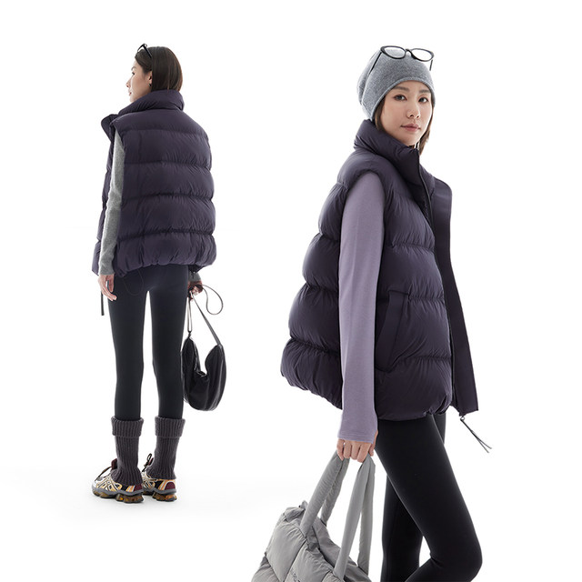 CLOUDSPACE hot-pressed rubber vest 90 white duck down stand-up collar silhouette slightly matte winter down vest