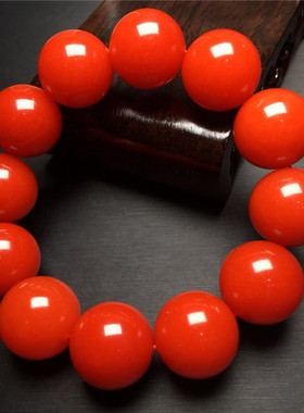 仿四川凉山樱桃红南红玛瑙手串女