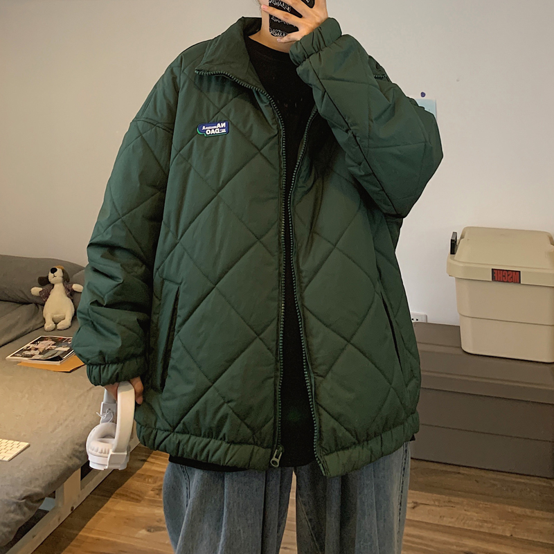 冬季新款美式复古菱格棉衣情侣日系潮流徽章立领保暖棉服外套 20 冬季新款美式复古菱格棉衣情侣日系潮流徽章立领保暖棉服外套 20